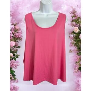 HUE Pink Tank Top Sz 2X Soft Sleeveless Shirt Scoop Neck Blouse